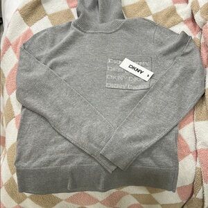 DKNY Light Gray Sweater with Pocket Detail